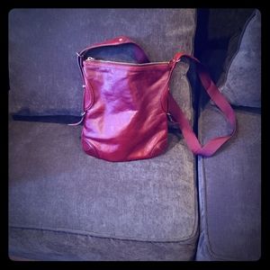 DKNY red leather crossbody bag